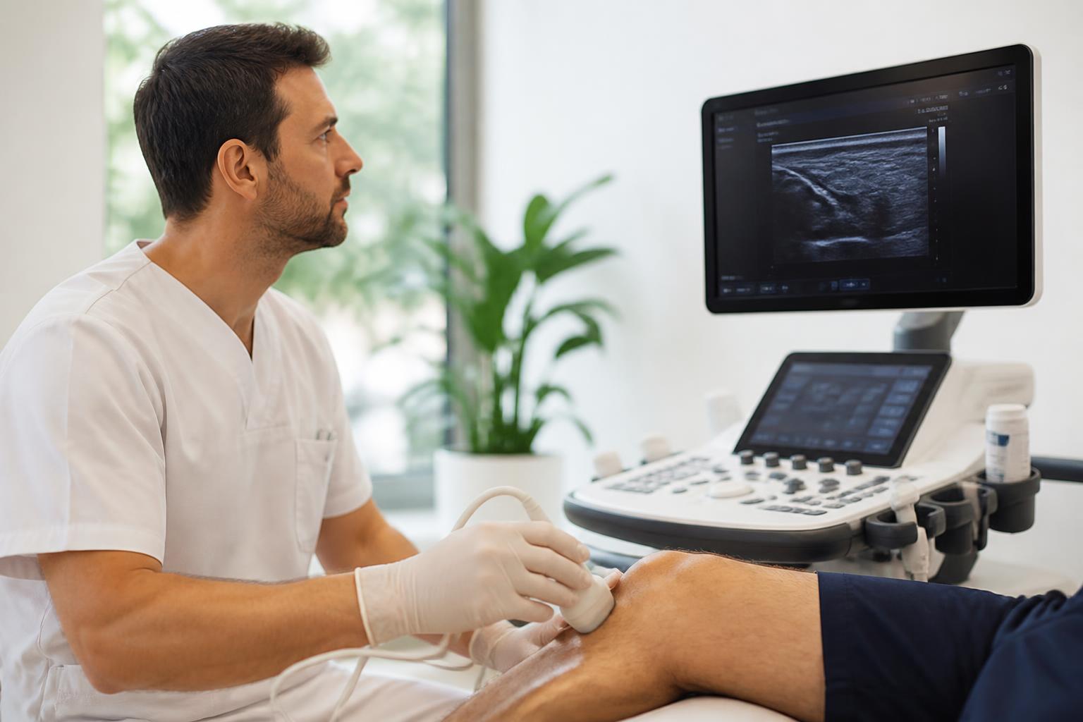 Ultrasound-guided knee injection at Oxford Injection Clinic