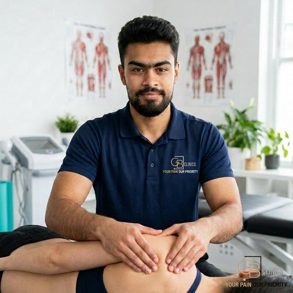 Hrishikumar Ganesh providing advanced physiotherapy at GB Clinic Oxford